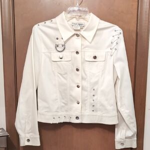 Embellished  White Jean Jacket